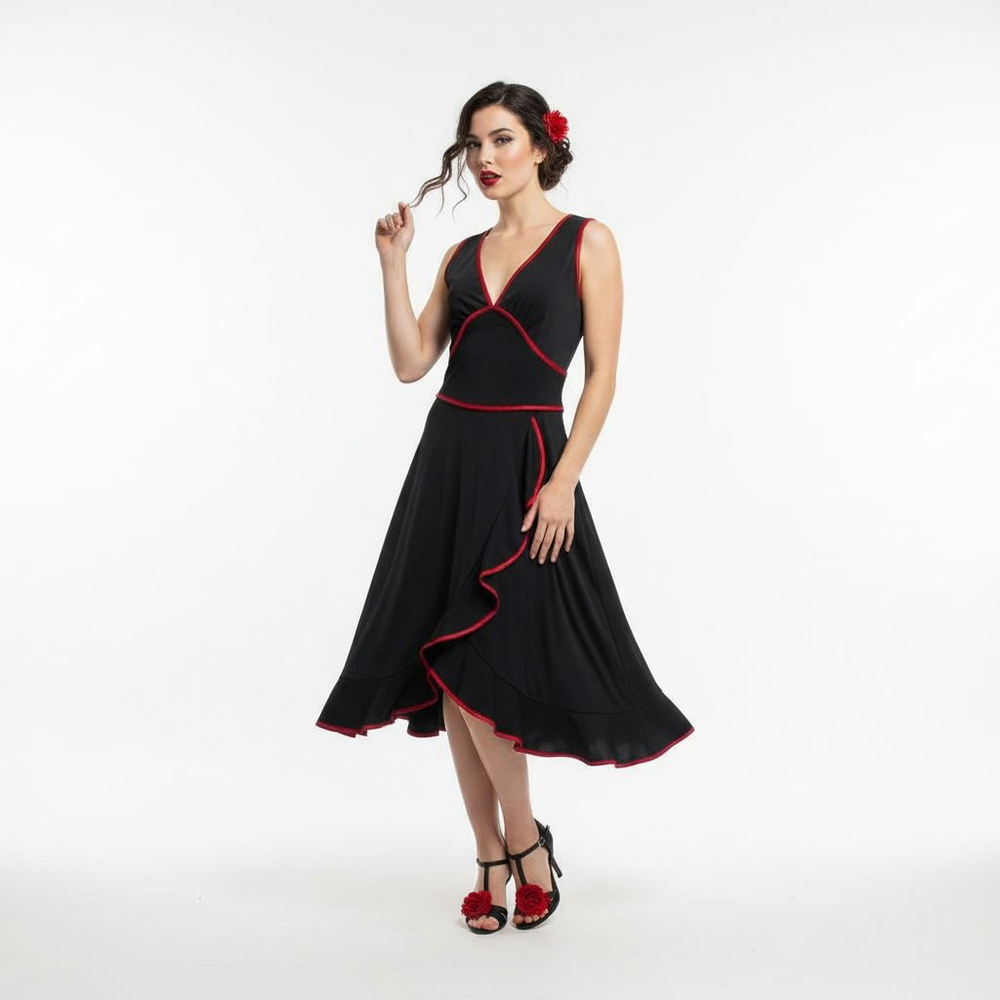 ABS by Allen Schwartz Vintage Y2K 90s Black & Red Dress - Medium